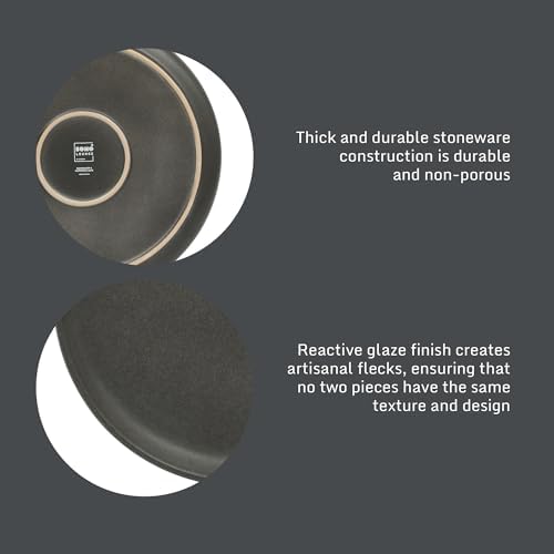 Gibson Elite Pasco 12 Piece (Service for 4) Plates and Bowls Reactive Glaze Dishes Stoneware Ceramic Dinnerware Set - Black - Image 4