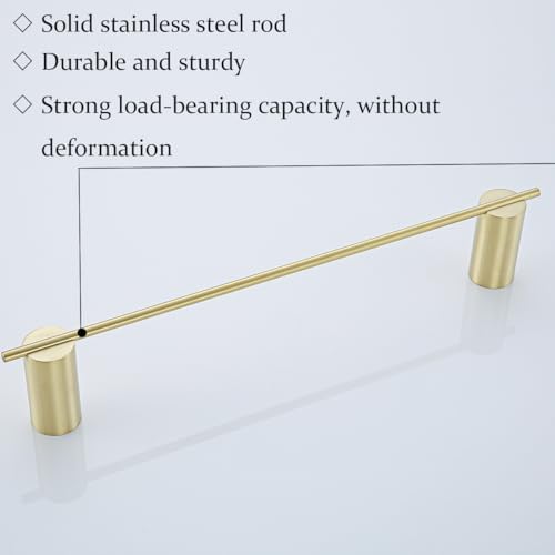 RANDOM Brushed Gold Bathroom Hardware Set SUS304 Stainless Steel Brushed Gold Towel Bar Set Includ 18 inch Towel Bar Toilet Paper Holder and 2 Towel Hooks Wall Mounted.96068S-4BG - Image 5