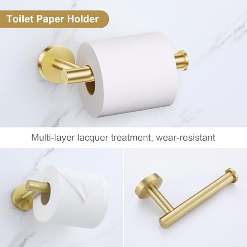 Lairuier Brushed Gold Bathroom Hardware Set, 10PCS Towel Bar Set Wall Mount - Image 4