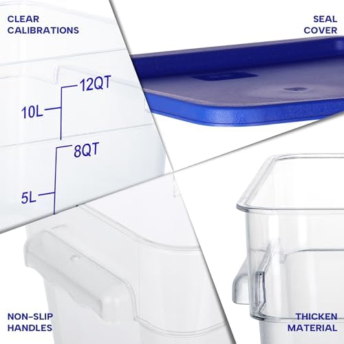 BIEAMA 4 Pack 12 Qt Square Food Storage Containers with Lids, NSF, Clear - Image 3