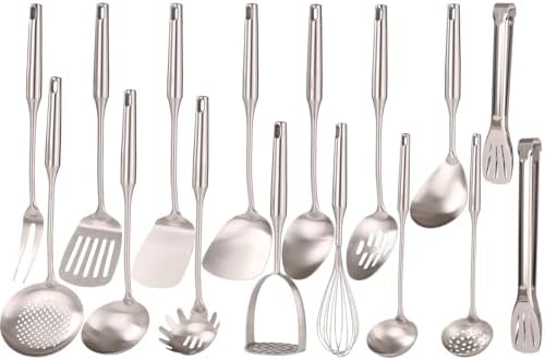 18/10 Stainless Steel Small & Large Cooking Spoons Set - All Metal Utensils by Standcn