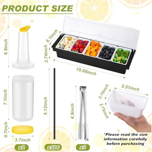 Mifoci 23 Pcs Bartender Supplies Kit Garnish Tray for Bartenders with Bar Caddy 3 Tier Salt Rimmer 13 Pcs Cocktail Shaker Set and Bar Accessory for Christmas Bartender Gifts Beginners(5 Compartments) - Image 2