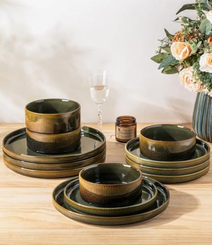TheTerra Ceramic Dinnerware Set for 6, 18-Piece Plates and Bowls Set - Image 4