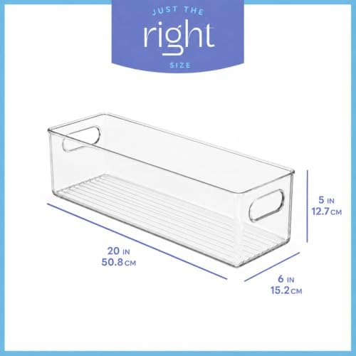 primebox Plastic Food Storage 2 Pack Clear Container Bin with Handles for Organizing Kitchen, Pantry, Refrigerator, Freezer, Pantry, Cabinet, Closet, Bathroom. 20”x6”x5” - Image 3