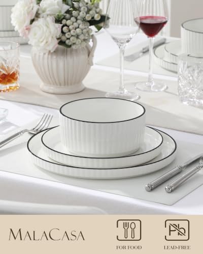 MALACASA Porcelain 18 Pieces Plates and Bowls Set, Dinnerware Set for 6 - Image 3