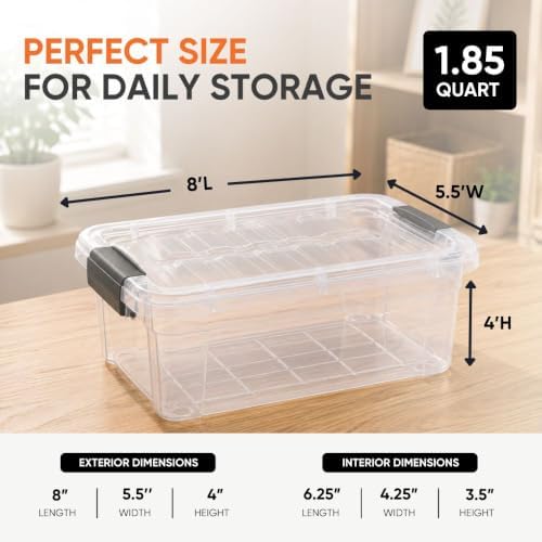 Superio 1.85 Quart Clear Plastic Storage Boxes with Lids, Stackable Organizer Containers, BPA-Free Storage Bins for Home, Office, School & Dorm, 36 Pack - Image 3
