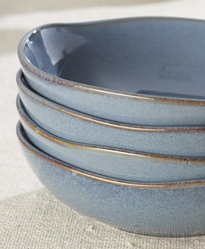 Oneida Organic Shades Blue Stoneware Pasta Bowl Set for 4, 34.5oz - Image 3