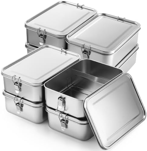 Umigy Stainless Steel Food Containers, 1400ml, Divided, 8 Pcs by Umigy