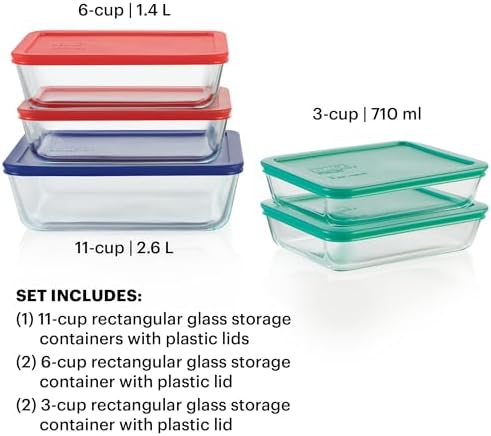 Pyrex Simply Store (5-Pack) Large Glass Food Storage Containers Set - Image 2