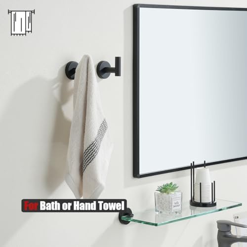 JQK Bathroom Hardware Set Black, 5-Piece Bath Accessories Set Wall Mount Includes 24 in Towel Bar, Towel Ring, Toilet Paper Holder, 2 Towel Hooks, BAS125-PB - Image 4