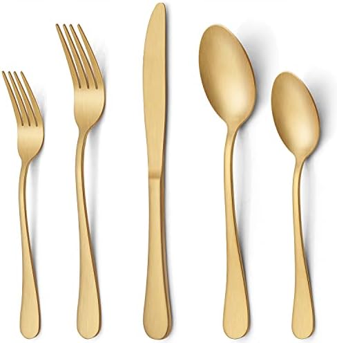 LIANYU 30 Piece Gold Silverware Set, Stainless Steel Gold Cutlery Set for 6 by LIANYU