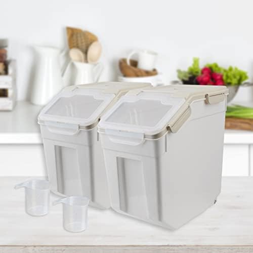 2 Pack 50 lb Airtight Flour Storage Containers with Wheels, Gray - Image 7
