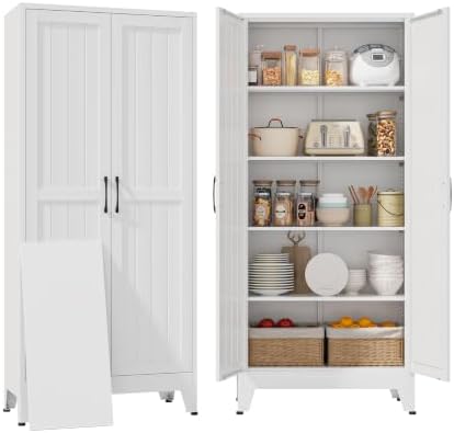 YAUWOH 71''Metal Cabinet with 4 Adjustable Shelves,5-Tier Pantry Storage Cabinet,Kitchen Pantry Cabinet by YAUWOHFactoryOutletsColorfulMetalFurniture