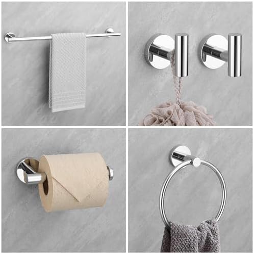 Chrome Bathroom Hardware Set,10 Pieces Towel Bar Towel Holder Set Includes Towel Bar, Toilet Paper Holder,Towel Ring and Towel Hook Wall Mount Bathroom Accessories Towel Racks for Bathroom - Image 6