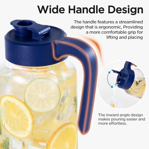 Mason Jar Pitcher, 2 pcs 64 oz (2 quart), Glass Pitcher with Lid - Image 2