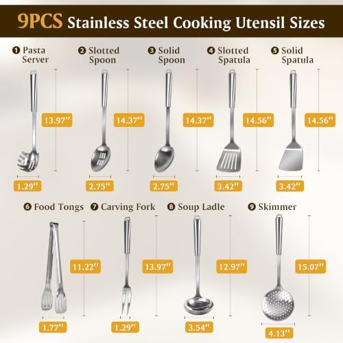 304 Stainless Steel Slotted Spoons for Cooking, Skimmer Ladle, Heavy Duty Sturdy Large Strainer Spoon with Hanging Hole, Heat Resistant Metal Kitchen Utensil, Ergonomic Handle, Dishwasher Safe - Image 6