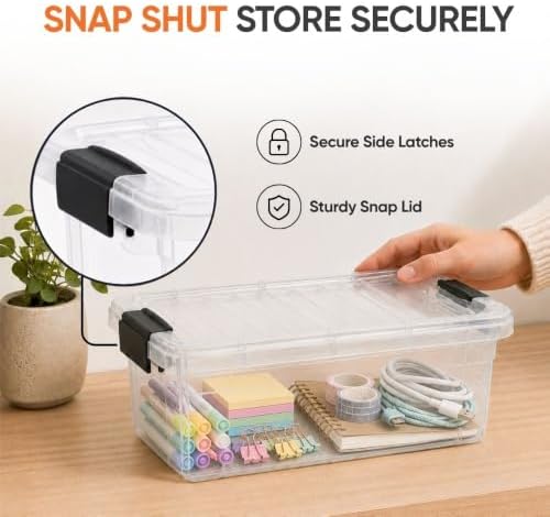 Superio 1.05 Quart Mini Clear Plastic Storage Container with Lid, Stackable Small Organizer Box for Crayons, Art Supplies, Beads, Sewing, Stationery & Food Storage, 24 Pack - Image 6