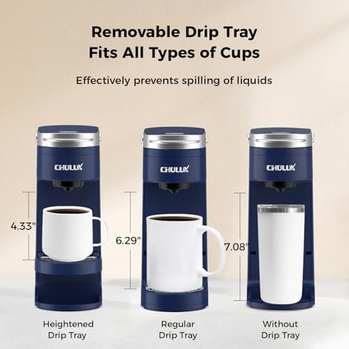 CHULUX Slim Single Serve Coffee Maker for K Cup, One Cup Design, Matte Navy - Image 4