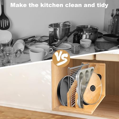 Brvclon 【2-Pack】 Upgraded Tray Dividers for Cabinets,15in Hx22in Dx12in W, Kitchen Cabinet Tray Divider for Pans, Lids, Pot And Pan, Cookie Sheet. with 3 Dividers,Keeping The Kitchen Organized (2) - Image 5