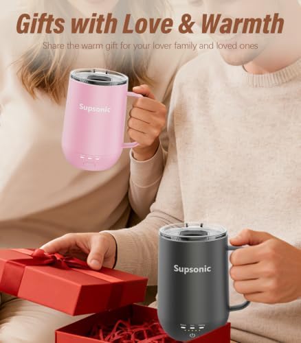 Supsonic - 16oz Self Heating Coffee Mug, Smart Heated Coffee Mug Faster Direct-Contact Heating Up to 149°F, Coffee Mug Warmer Set with Auto Shut-Off - Gifts for Men Women | S2 - Image 6