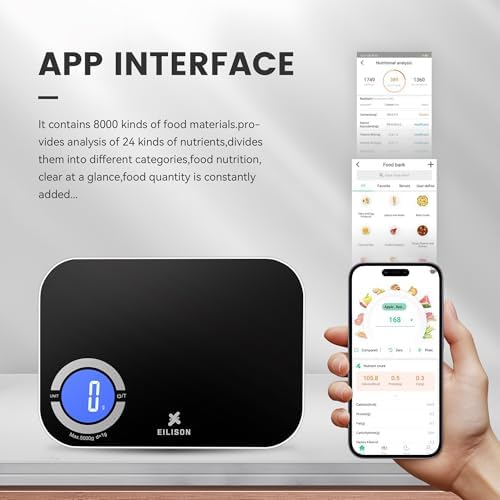 EILISON Smart Kitchen Food Scale,Bluetooth,8000g Cap,Nutrition Calculator - Image 3