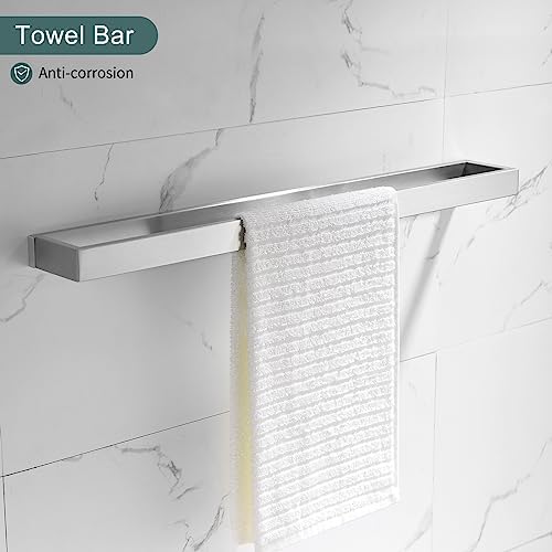 Brushed Bathroom Hardware Accessories Set 4 Pieces Brushed Nickel Towel Bar Set, 23.6 Inch Towel Rack Set SUS304 Stainless Steel Bathroom Set,Wall Mounted - Image 2