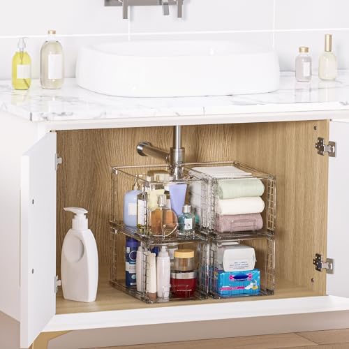 Vtopmart 4 Pack Large Stackable Storage Drawers, Clear - Image 2