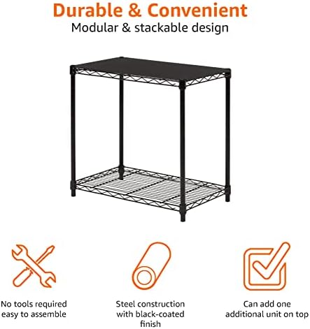 Amazon Basics 2-Shelf Stackable Storage, 13.3" D x 23.2" W x 22.2" H, Black - Image 3