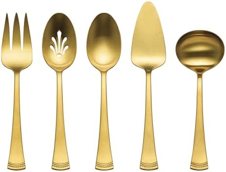 Lenox Portola Gold Satin 5-Piece Silverware Serving Set, Flatware by Lenox