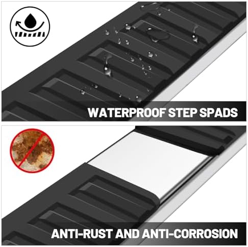 COMNOVA 6 Inches Double Cab Running Boards Compatible with 2007-2018 Chevy Silverado/GMC Sierra 1500 Extended Cab, 2007-2019 Silverado/Sierra 2500HD 3500HD, Stainless Steel Silverado Running Boards. - Image 6