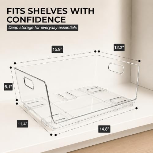 ClearSpace Stackable Storage Bins, Front Pantry Organizer, Large, 2 Pack - Image 2
