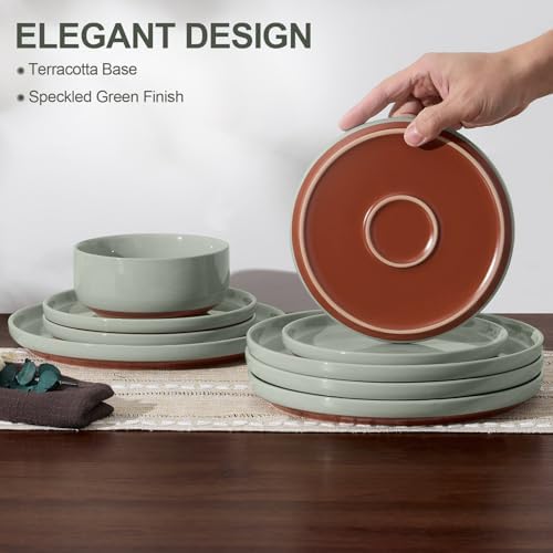 E-far Plates and Bowls Sets, 12Pcs Stoneware Ceramic Dinnerware Dishes Sets - Image 4