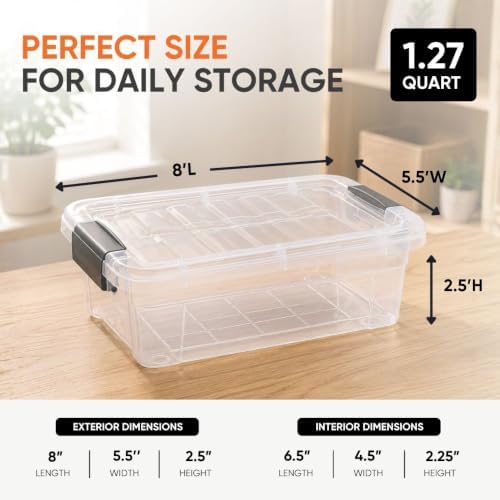 Superio 1.27 Quart Clear Plastic Storage Containers with Lids, Stackable Organizer Bins, BPA-Free Storage Boxes for Home, Office, Dorm & Classroom, 3 Pack - Image 3