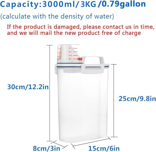 5.5 Lbs Rice Airtight Dry Food Storage Container Set of 4, Rice Storage Bin Cereal Containers Dispenser, Thicken Plastic Clear Food Storage Box with Pouring Spout, Measring Cup for Grain, Flour Snacks - Image 5