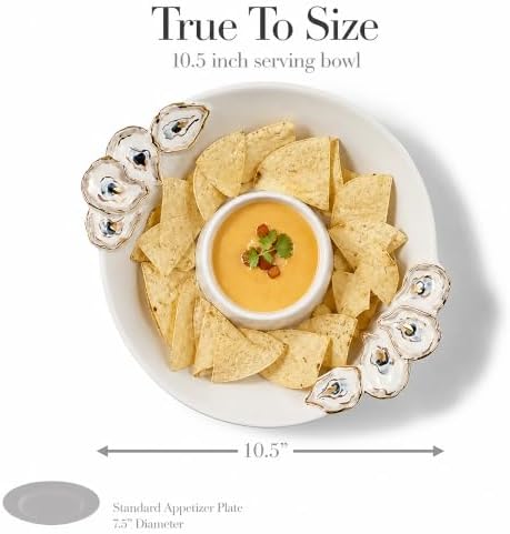 Mud Pie Oyster Chip And Dip Bowl Set, 2x10.5 - Image 5