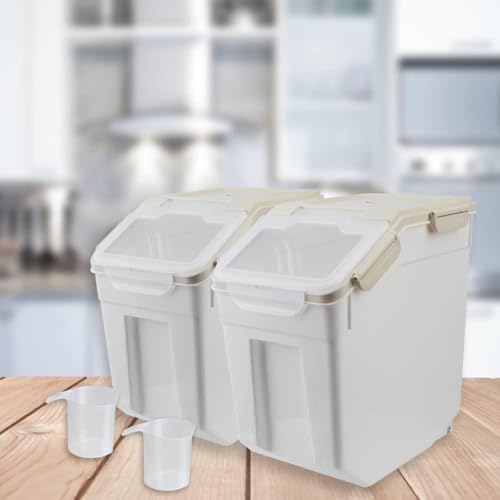 AnRui Dog Food Storage Container 30 Lb Rice Flour Bin with Wheels, 2 Pcs - Image 6