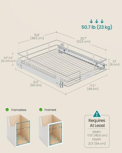 SONGMICS Pull Out Cabinet Organizer 17.3W x 21.3" D, Easy Pull-Out - Image 6