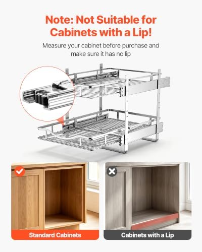 VEVOR 2 Tier Pull Out Cabinet Organizer 14.17"W x 21.06"D Slide Out Drawers - Image 6