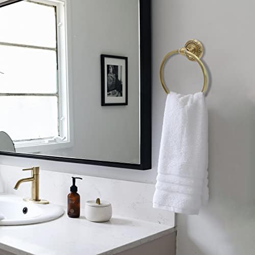 4 Piece Antique Brass Gold Bathroom Accessories Set - 24” Towel Holder, Antique Bar Brass Bath Accessories - Wall Mounted Bathroom Hardware Accessory Set - Image 6
