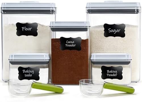 Pop Push Button Airtight Food Storage Containers Baking Set 5 Pcs by MiraFureBrand