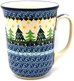 Polish Pottery Mug - 16 oz. Bistro - Christmas Trees by Polish+Pottery+Gallery