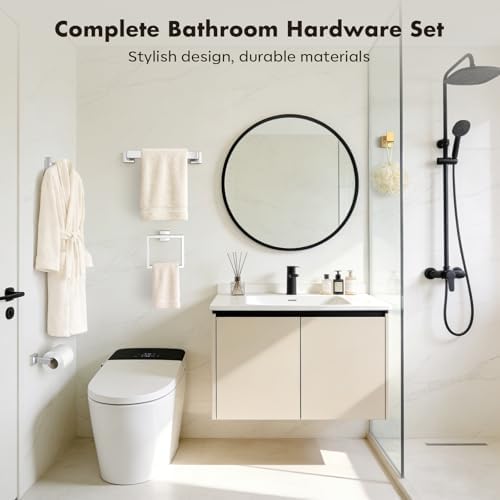 10-Pieces Brushed Nickel Bathroom Accessories Set, 16 Inch Towel Bar Set - Image 2