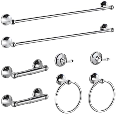 BGL Bathroom Hardware Set Chrome Adjustable Expandable Bath Towel Bars Bathroom Accessory Set Towel Racks 8-Pieces Wall Mount by BGL