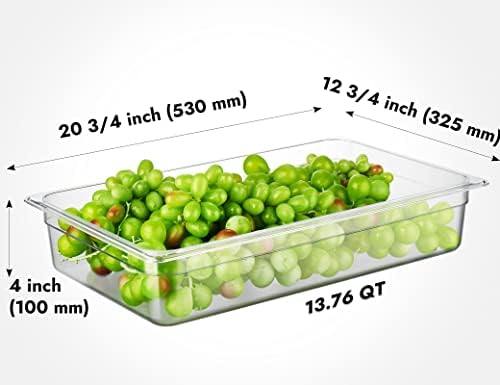 CURTA 6-Pack Full Size 4" Deep NSF Polycarbonate Food Pans | Dishwasher & Freezer Safe Clear Container for Prep Tables, Buffet, Salad Bar, Commercial & Home Kitchen - Image 2