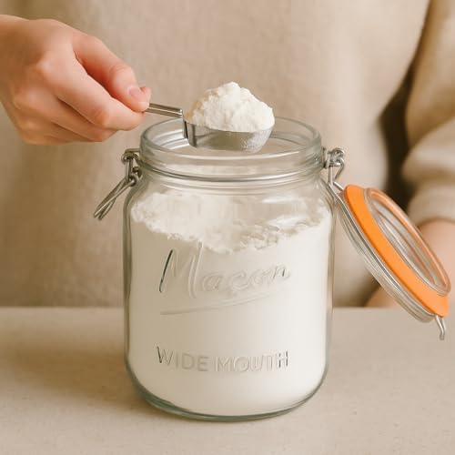 kitchentoolz Large Glass Mason Jars with Airtight Lids - Half Gallon Food Storage & Canning Jars with Measurement Markings - Kitchen Pantry Containers for Flour, Sugar & Dry Goods - 64 oz (4pk) - Image 4