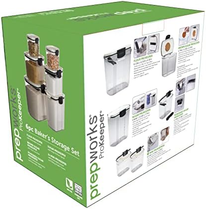 Progressive ProKeeper Baker's Airtight Kitchen Storage Canister Container Set for Flour, Sugar & More, Keeps Ingredients Fresh, with Accessories (Black, 6- Piece) - Image 4