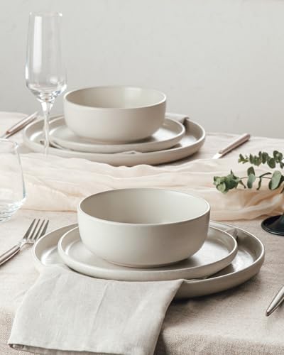 Famiware Milkyway 24-Piece Stoneware Dinnerware Set with Pasta Bowls - Image 5