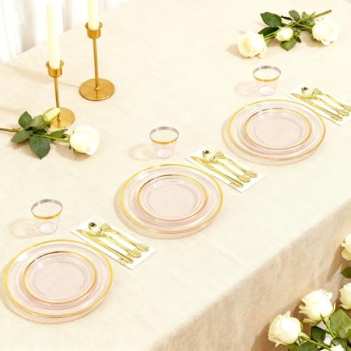 AIRE Pink Gold Plastic Plates Set, 350PCS Disposable Tableware for 50 - Image 6
