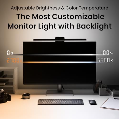 BenQ ScreenBar Halo 2 LED Monitor Light Bar - Wireless Controller, Backlight, Motion Sensor, Adjustable Brightness/Color Temperature, Eye-Care, No Screen Glare, Fits Curved Monitor, Monitor Accessory - Image 5