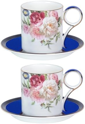 KAMMAK Tea Cups and Saucers Set of 2, Porcelain Coffee Cups, JBE015 by KAMMAK